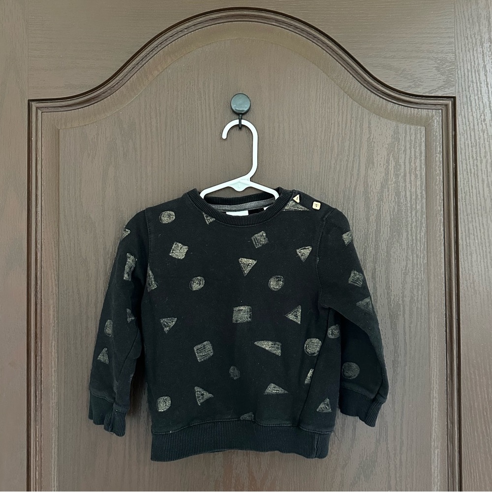 3/$15 Zara Baby Boy Black Geometric Print Sweatshirt 18-24 M Minimalist